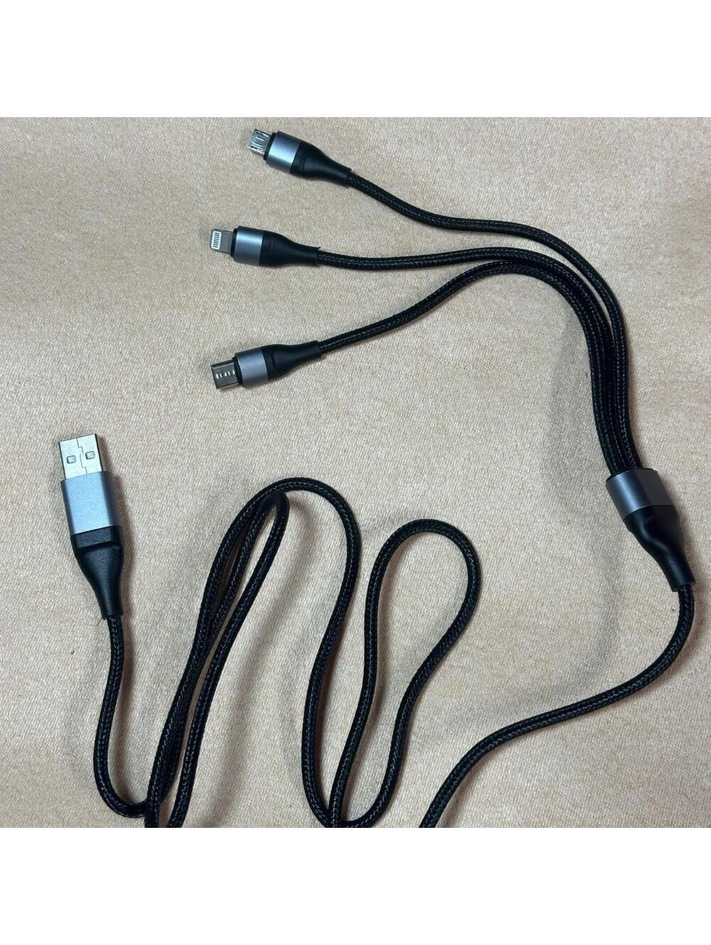 3-in-1 Multi Charging Cable USB-C Micro USB Black Brand New